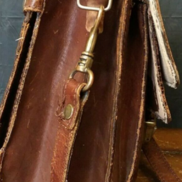 VTG Antique Italian Leather Crossbody Shoulder Bag - Picture 2 of 12